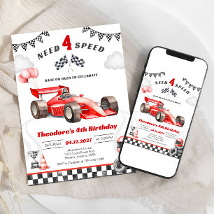 Invitación Necesito coche de carreras de cuatro velocidades N
