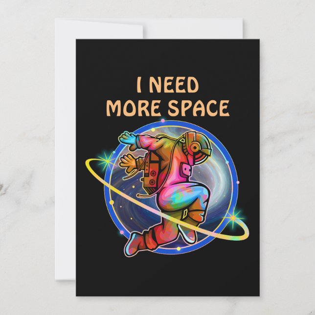 INVITACIÓN NECESITO MÁS ESPACIO GALAXIA ASTRONAUTA PERSONALIZ (Anverso)