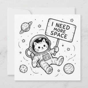 Invitación Necesito Más Espacio Gato Astronauta Divertido