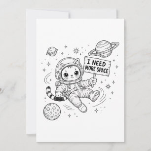 Invitación Necesito Más Espacio Gato Astronauta Divertido