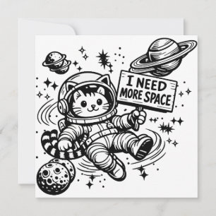 Invitación Necesito Más Espacio Gato Astronauta Divertido