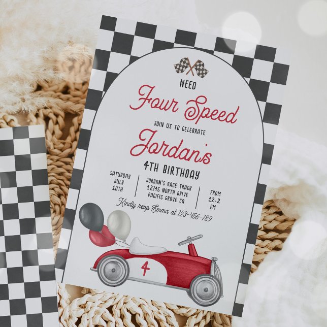 Invitación Necesito un coche de carreras rojas de cuatro velo (Subido por el creador)