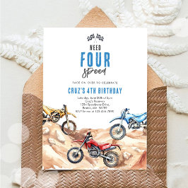 Invitación Need Four Speed Monster Truck Boy 4th Birthday