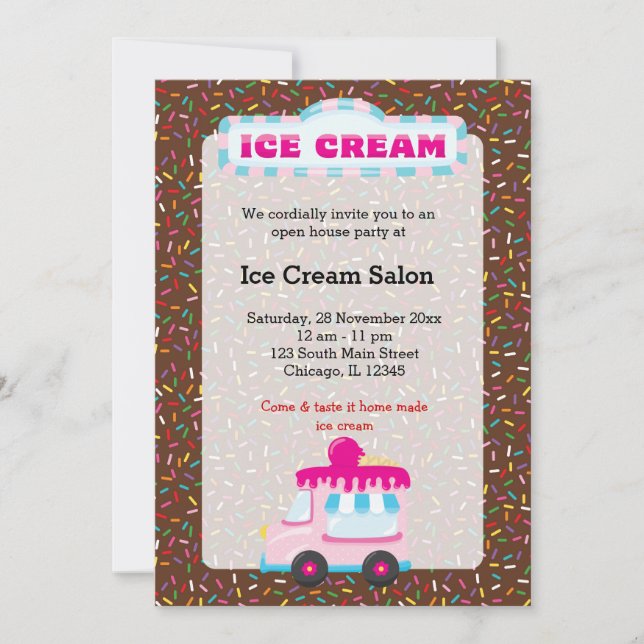 Invitación Negocio de helados (Anverso)