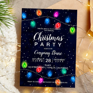 Invitación Negocio de los azules marinos de las luces de