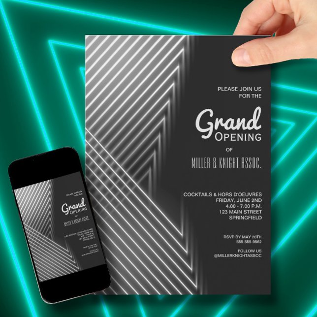 Invitación Negocio de luces de neón blancas (Subido por el creador)