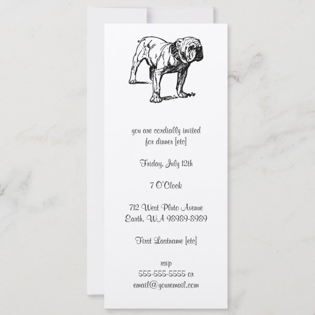 Invitación Negocio del perro Bulldog (Anverso)