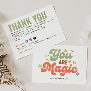 Invitación Negocio Eres Magic Retro Boho Floral Gracias