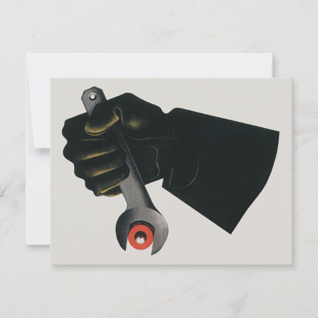 Invitación Negocio vintage, mecanógrafo de fábrica (Anverso)