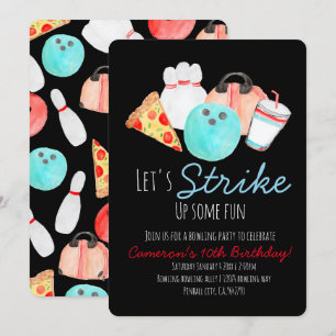 Invitación negra a la fiesta de cumpleaños de bolo