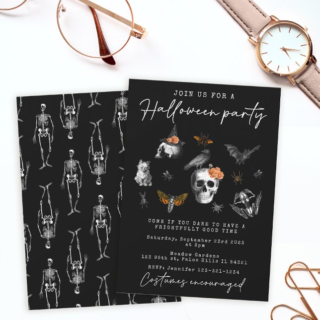 Invitación negra a la fiesta de Halloween (Subido por el creador)