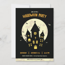 Invitación negra a la fiesta de Halloween