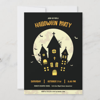 Invitación negra a la fiesta de Halloween