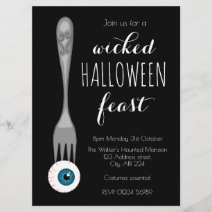 Invitación negra a la fiesta de Halloween malvada