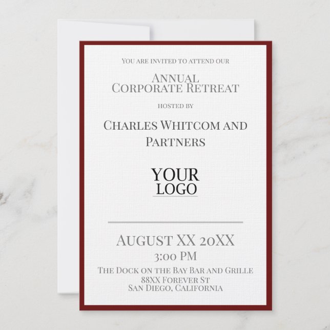 Invitación Negra actividad comercial o evento corporativo con (Anverso)