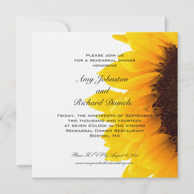 Invitación negra amarilla de la cena del ensayo (Anverso)
