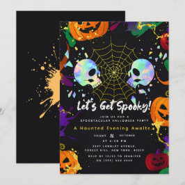 Invitación Negra | Calaveras de Halloween de la calabaza mode