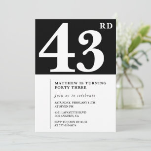 Invitación negra de 43 años Moda elegante simple