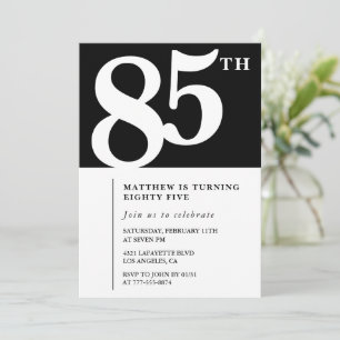 Invitación negra de 85 años Moda elegante simple