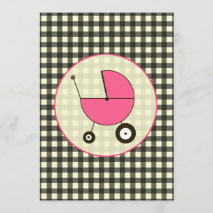 Invitación negra de Baby Shower de la guinga