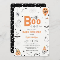 Invitación negra de Baby Shower Little Boo de Hall