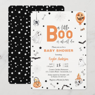 Invitación negra de Baby Shower Little Boo de Hall