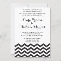 Invitación negra de la boda de Chevron
