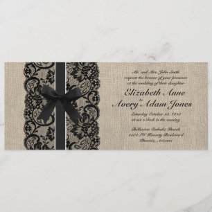 Invitación negra de la boda del cordón y de la