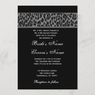 Invitación negra de la boda del leopardo del