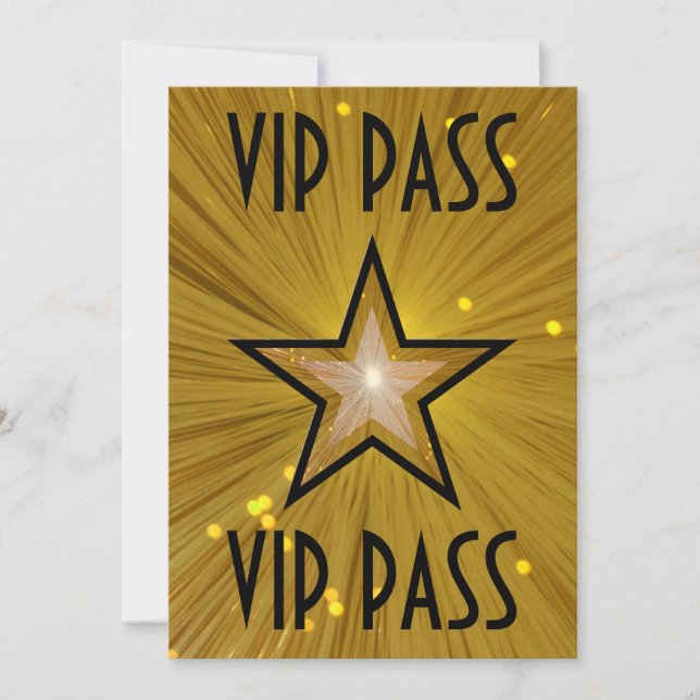 Invitación negra de la estrella Gold 'VIP PASS' (Anverso)