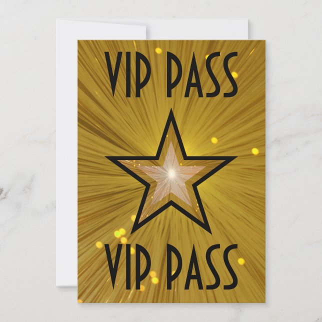 Invitación negra de la estrella Gold 'VIP PASS' (Anverso)