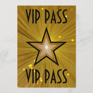 Invitación negra de la estrella Gold 'VIP PASS'