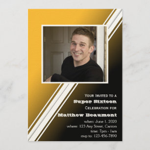 Invitación negra de la fiesta de cumpleaños de la