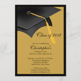 Invitación negra de la fiesta de graduación del