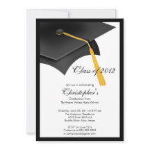 Invitación negra de la fiesta de graduación del