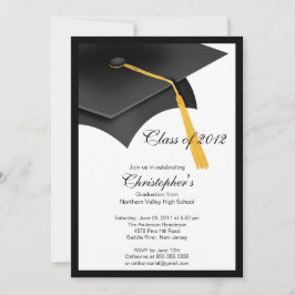 Invitación negra de la fiesta de graduación del