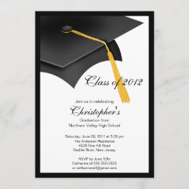Invitación negra de la fiesta de graduación del