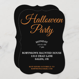 Invitación negra de la fiesta de Halloween