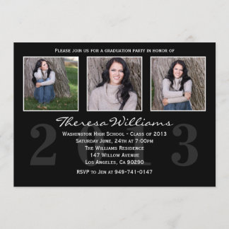 Invitación negra de la graduación
