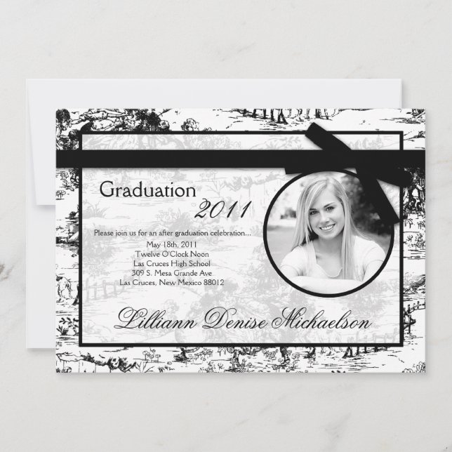 invitación negra de la graduación de la foto de (Anverso)