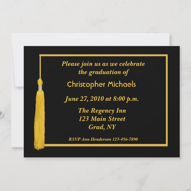 Invitación negra de la graduación de la frontera (Anverso)