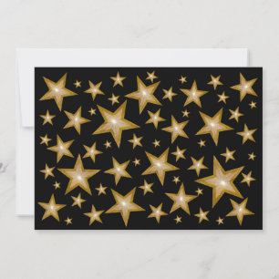 Invitación negra de las estrellas del oro