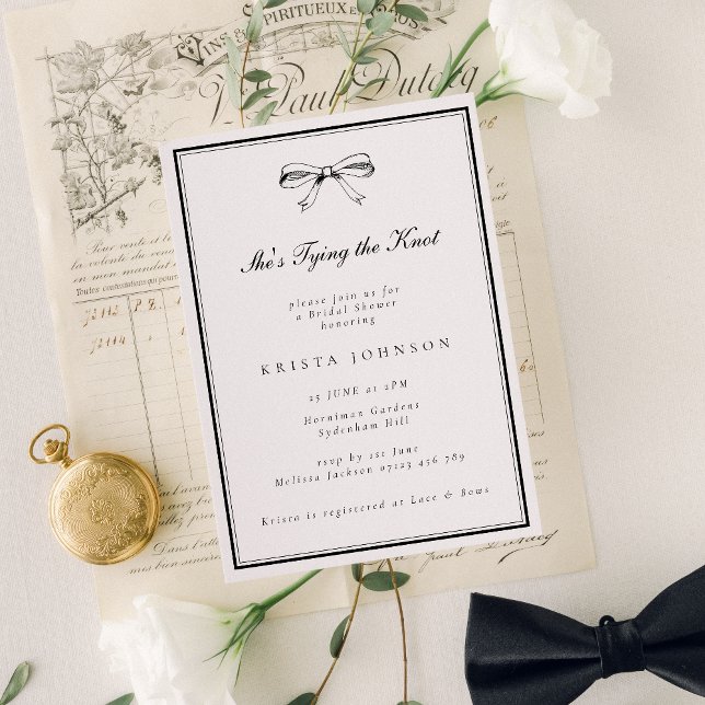 Invitación Negra de moda está atando la ducha de novias de Kn (Subido por el creador)