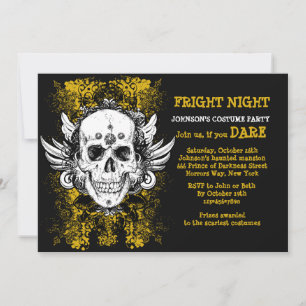 Invitación Negra de Noche de Terror de Cráneo Grun
