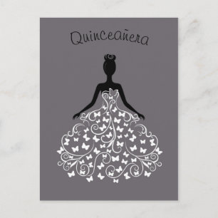 Invitación negra de plata de Quinceanera del