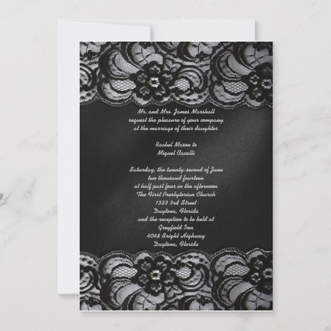 Invitación negra del cordón (Anverso)