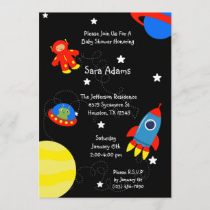 Invitación negra del extranjero 5x7 Baby Shower
