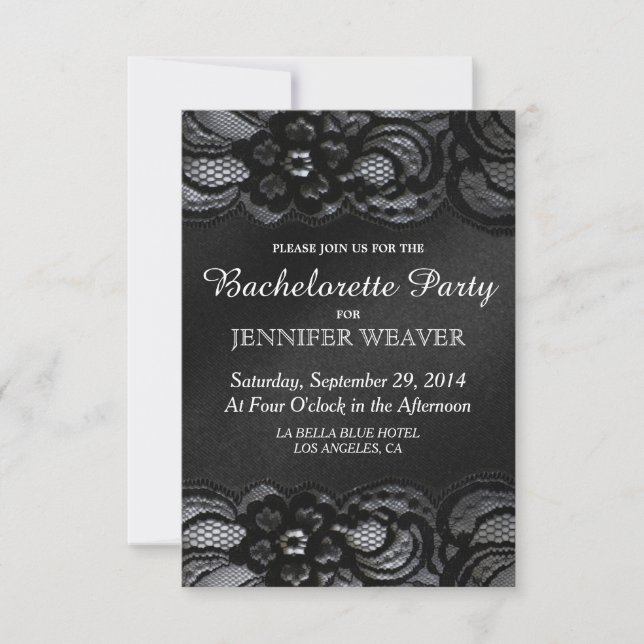 Invitación negra del fiesta de Bachelorette del (Anverso)