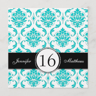 Invitación negra del fiesta del dulce dieciséis