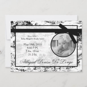 invitación negra del nacimiento de la foto de la